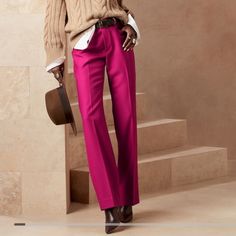 Banana Republic High-Rise, Pink, Straight Pant. Nwot, Perfect Condition - 0p Petite Raspberry Pants Outfit, Hot Pink Pants Outfit Casual, Formal Pink Wide-leg Pants, Tailored High-waisted Pink Pants, Pink Fall Workwear Pants, Pink Ankle-length Formal Bottoms, Pink Tailored Straight Pants, Elegant Pink Wide Leg Pants For Fall, Tailored Wide Leg Pink Bottoms