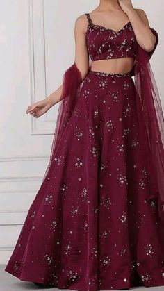 Wine Lehenga, Maroon Lehenga, Bridal Lehenga Designs, Floral Lehenga, Independance Day, Embroidered Lehenga