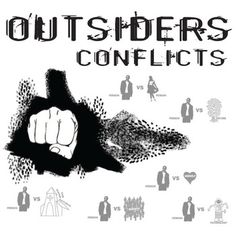 an image of a poster with the words out - siders conflicts in black and white