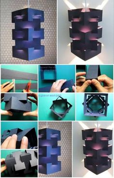 the steps to make an origami box with paper and glue are shown in several different ways