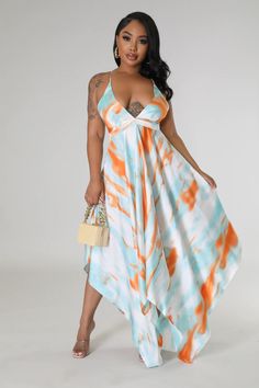 Non-Stretch dress V neck Sleeveless Adjustable straps Self tie No closure 100% polyester Hand wash cold Model is wearing a small Orange V-neck Sleeveless Summer Dress, Orange Sleeveless Dress For Beach Vacation, Orange Sleeveless Dress For Summer Vacation, Orange Halter Neck Sleeveless Dress For Summer, Orange Halter Neck Sleeveless Dress For Vacation, Orange Sleeveless Dress For Summer Day Out, Orange Sleeveless Maxi Dress For Beach, Orange Sleeveless Dress For Beach Season, Orange Sleeveless Summer Dress For Beach