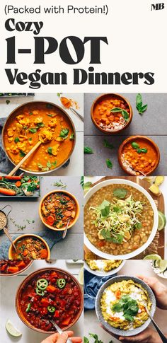 Cozy, nourishing vegan dinners that are EASY to make in 1 pot. Weeknight-friendly, protein & fiber-rich, and perfect for the chilly months!