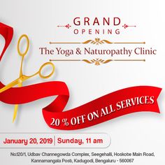 an advertisement for grand opening the yoga & naturopath clinic