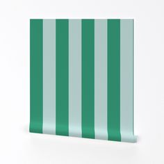 a green and white striped wall covering