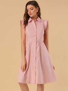 Shop Allegra K for office ruffled sleeve belted cotton button midi shirt dress you are looking for, get more women's dresses for yourelf. Order now! Free Returns! Office Shirt, Sweet Shirt, Midi Shift Dress, Cotton Shirt Dress, Mini Skater Dress, Round Neck Dresses, Leopard Dress, Poplin Dress, Collars For Women