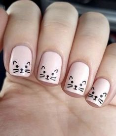 Cat Nail Designs, Cat Nail Art, Nail Art Designs Images, Cat Nail, Asian Nails, Nail Art For Beginners