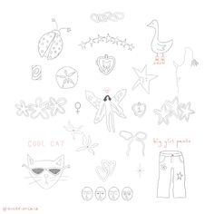 an image of various items drawn on paper