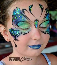 Hallowen Schminke, Festival Face Paint, Butterfly Face Paint, Girl Face Painting, Face Painting Tutorials, Butterfly Makeup, Butterfly Face, Face Painting Easy, Face Art Makeup