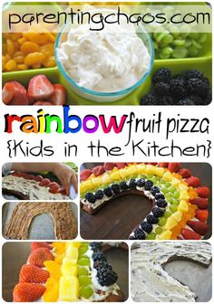 rainbow fruit pizza kids in the kitchen