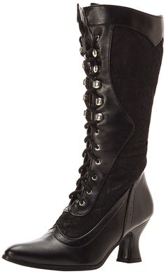 PRICES MAY VARY. WOMENS HALLOWEEN COSTUMES - Female lace up knee high boots ideal for Steampunk, Victorian, Vintage Dancer, Gothic Bride, Witch, Pilgrim, Magician, and Sorceress costumes LADIES COSTUME FOOTWEAR DETAILS - 100% Polyurethane and Lace with a synthetic sole BOOT MEASUREMENTS - 2.5" Stacked Heel, Shaft measures 13" from the arch STEP BACK INTO TIME - Victorian Steampunk boots are costume essentials to designing your Gothic Bride to Renaissance DIY costume ELLIE SHOES COSTUME COLLECTIO Tutorial Eyeliner, Steampunk Boots, Victorian Shoes, Granny Boots, Victorian Boots, Gothic Boots, Goth Boots, Ellie Shoes, Wedding Boots