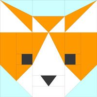 an origami fox is shown in the shape of a paper piece with black eyes