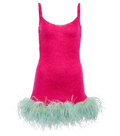 Have fun with fashion wearing this glamorous minidress from Saint Laurent | Saint Laurent Feather-trimmed mohair-blend minidress Rich Outfits, Robes Glamour, Haute Couture Dresses, Swag Outfits For Girls, Scooped Neckline, Fashion Portfolio, Celebrity Outfits, Classic Outfits, Swag Outfits