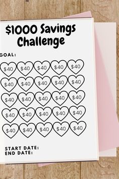 a printable valentine's day card with the words $ 100 savings challenge on it