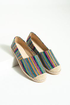 Colorful Espadrilles, Fabric Espadrilles Flats, Casual Flats Women, Multicolor Espadrilles for Women  Shine bright with our handcrafted espadrilles! These stylish espadrilles feature multi colors that will up your look to the next level in fashion. They are a perfect choice for your special occasions when you want to look stylish and feel comfortable.  👀 Product Details - Shiny fabric espadrilles - Round to classic espadrilles - Very comfortable and suitable for daily use - Safely and beautifully packaged with our luxury shoe box and shoe bags  📏 Size Fitting: True to size.  If you're having trouble selecting a shoe size, don't worry, we're here to help! Everyone's foot structure is different, so we're delighted to assist you in finding the perfect pair. When in doubt about the size, we' Multicolor Slip-on Espadrilles For Beach, Multicolor Espadrilles With Rubber Sole, Trendy Flat Espadrilles With Woven Sole, Summer Slip-on Espadrilles, Trendy Espadrilles With Woven Sole, Trendy Flat Espadrilles, Trendy Flat Heel Espadrilles, Multicolor Slip-on Espadrilles For Summer, Multicolor Summer Espadrilles For The Beach