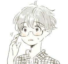 a drawing of a boy with glasses and a checkered shirt looking at the camera