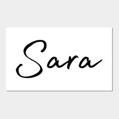 the word sara written in black ink on a white background