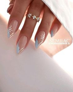 Snowflake Nail Design, Winter Nails Acrylic, Blue Nail