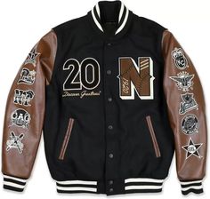 Negro League Baseball Leather Varsity Jacket Ruff Ryders, Leather Varsity Jackets, Letterman Jackets, Men's Baseball Cap, Baseball Varsity Jacket, Varsity Jacket Men, Varsity Jackets, Leather Sleeves, Letterman Jacket