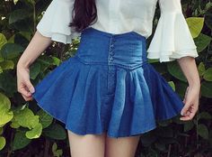 Blue Colour Girls High Waist Denim Skirt Demin Skirt Outfit, Skirt Street Style, Blue Skirt Outfits, Street Style Skirt, High Waist Denim Skirt, Autumn Skirt, Belly Bump, Button Ups, High Waisted Denim Skirt