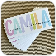 several cards with the word camila on them