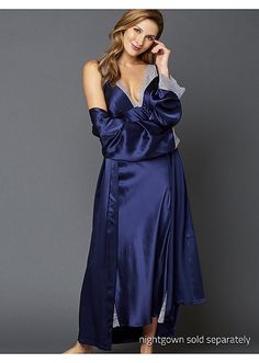 Tivoli Allura Silk Robe | Julianna Rae Elegant Satin Nightgown For Loungewear, Elegant Silk Robe For Loungewear, Elegant Night Robe With V-neck, Elegant Satin Finish Sleepwear For Night, Elegant Long Sleeve Robe With Lace Trim, Elegant Satin Sleepwear For Night, Elegant Long Sleeve Evening Sleepwear, Elegant Satin Finish Robe For Loungewear, Elegant Silk Night Robe