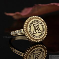 "Made to order - 925 sterling silver, Solid Gold signet ring engraved with your college logo, your family crest or any other image that you request. Gold plating of the ring is made without extra cost. But gold plating will fade easily. We have also Gold vermeil option. Gold Vermeil is heavy plating about 10-15 times thicker than standard gold plating and sterling silver ring is plated with about 0.40 gr 24k gold. It is much more durable than standard gold plating and will not fade and tarnish e 1983 Ladies Gold Class Ring, Baylor University Class Ring, High School Rings, Class Rings College, College Ring, School Rings, College Rings, Class Rings, College Class