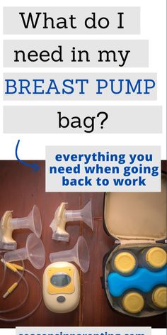 an advertisement for the breast pump bag is shown in blue and yellow, with instructions on how to use it