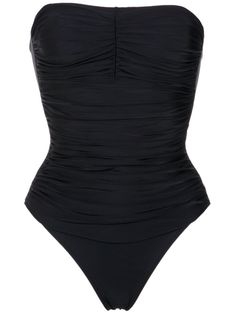 Black stretch-polyamide mesh strapless Melissa swimsuit from Lygia & Nanny featuring a strapless design top with removable cups, an internal elasticated pannel for added bra support, a removable strap, gathering effect that enhances the upper body, UPF 50+ satin-like fabric, an elasticated trimming, a lining and a fresh touch. This piece was created and produced carefully for you. Ensure this piece durability by following the inner tag washing instructions. Swimwear must be tried on over your ow Preppy Swimsuit, Cute Bodysuits, Bra Support, Strapless Swimsuit, Swimsuit Black, Cute Bathing Suits, Summer Swim Suits, Support Bras, Black Swimsuit