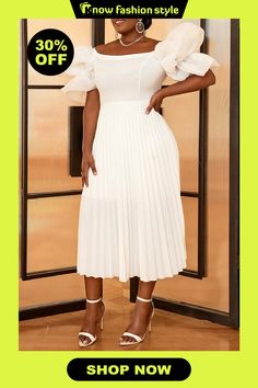 knowfashionstyle White Casual Solid Patchwork Off the Shoulder Pleated Plus Size Dresses Wholesale Fashion, White Casual, Dresses Online, Off The Shoulder, Plus Size Dresses, Plus Size, White, Dresses, Clothes