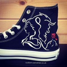 Beauty & The Beast Converse #converse #customconverse #chucks #disney… Beauty And The Beast Theme, Astuces Diy, Custom Converse, Disney Shoes, Victorias Secret Models, Diy Shoes, Painted Shoes, Dream Shoes