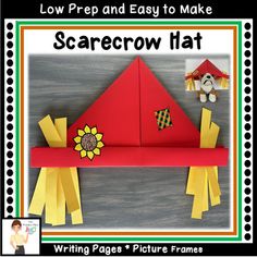 a red and yellow paper craft with the words scarecrow hat