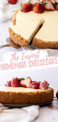 the easy homemade cheesecake is ready to be eaten