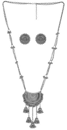 PRICES MAY VARY. Be the centre of attraction with this stunning beautiful Partywear pendant necklace jwellery set which is adjustable as per your desire These Necklace are in fashion and will add to your every attire - be it sweater, jeans, ethnic and traditional The design will make your friends envy of you because of its cute shape, design and silver black metal tone touch in the necklace earring set Material: Pearl & Silver Oxidized Long adjustable thread Necklace Ideal gift for Christmas, Va Afgani Jewelry Necklace, Sweater Jeans, Cute Shape, Thread Necklace, Oxidized Necklace, Jewelry Women, Elegant Necklaces, Silver Pearls, Necklace Earring Set