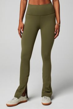 Define PowerHold® Split Hem Legging Fabletics Utility Green female Activewear >> Womens >> Bottoms >> Leggings >> Full Length PowerHold regular Everyday/Training 4-Way Stretch/Moisture-Wicking/UPF Protection Female Activewear, Hem Leggings, Flare Pant, Too Cute, Split Hem, Flare Pants, Active Wear For Women, Moisture Wicking, Womens Bottoms