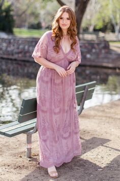 PinkBlush Mauve Lace Mesh Overlay Plus Maxi Dress Bree Kish, Plus Maxi Dress, Short Bell Sleeves, Plus Size Tips, Maternity Maxi Dress, Women Dresses Classy, Maternity Maxi, Pregnancy Maxi Dress, Scalloped Trim