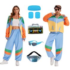 PRICES MAY VARY. Style: unisex 80s tracksuit, 90s outfits, hip hop windbreaker, color block sportswear, vintage track suit, Halloween, casual wearing. Material: This 80s tracksuit is made of premium polyester fabrics, soft, lightweight and breathable, will take you a comfortable wearing experience. Hip hop style and color block design will make your outfits more fashionable! Package: This 80s outfit includes 1 unisex tracksuit, 1 headband, 1 pair of wristbands, 1 sunglasses, 1 inflatable radio, Easy 80s Costume, 80s Costume Men, Tracksuit 90s, 80s Tracksuit, 80s Theme Party Outfits, Halloween 80s, 80s Sportswear