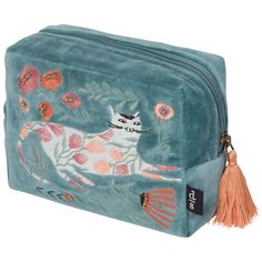 Perfect for organizing your essentials with a hint of elegance, featuring an embroidered white cat and delicate pink florals. This charming pouch includes a playful zipper tassel, adding an extra touch of whimsy. Embroidered Pouch, Velvet Embroidery, Southern Pine, Backpack Lunch Bag, Embroidered Velvet, Sac Lunch, Floral Cat, Insulated Bags, Pink Tassel