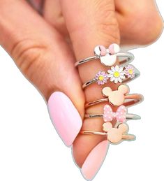 Disney Sparkle, Minnie Mouse Head, Delicate Rings, Dainty Ring, Pink Bow, Clear Crystal, Stones And Crystals, 9 And 10, Minnie Mouse