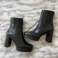 H&M Black Boots - Size 7 Us / 38 Eur. Brand New With Tag / Never Worn These Boots Have Been Sitting In My Closet Because I’ve Gone Up A Shoe Size! Trendy Platform Boots With Padded Ankle For Workwear, Edgy Platform Boots For Workwear, Edgy Platform Boots For Work, H&m Casual Boots For Fall, H&m Casual Fall Boots, Casual H&m Boots For Fall, H&m Trendy Round Toe Boots, Trendy H&m Boots With Round Toe, Trendy H&m Round Toe Boots