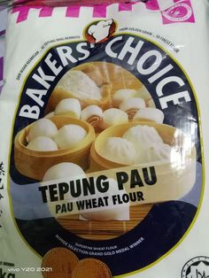 a bag of tepung pau flour sitting on top of a pile of rice