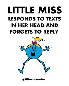 a blue cartoon character with the words little miss auto immune disease