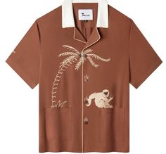 Monkey Business, Shirt Embroidery, Contrast Collar, Men Fashion Casual Outfits, Shirt And Pants, Apparel Design, Embroidered Shirt, Terry Cloth, Summer Shirts