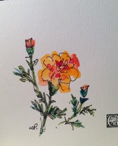 watercolor painting of flowers on white paper