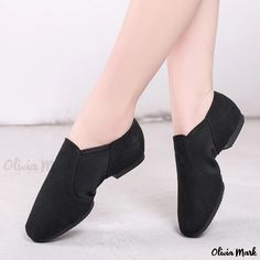 Olivia Mark - Professional Ballet Dance Shoes with Soft Soles for Modern and Ballet Dance Practice Flexible Dance Shoes With Rubber Sole For Practice, Flexible Rubber Sole Dance Shoes For Practice, Non-slip Round Toe Dance Shoes For Dance Class, Round Toe Dance Shoes With Rubber Sole, Round Toe Rubber Sole Dance Shoes, Black Non-slip Slip-on Canvas Shoes, Casual Dance Shoes With Rubber Sole, Black Round Toe Dance Shoes For Practice, Black Slip-on Canvas Shoes With Rubber Sole