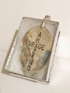 "Unique Gift for her, Upcycled Jewelry from Spoon Jewelry. The perfect gift to carry the meaning of Christmas throughout the entire year. On the good days and the not-so-good days, we know He is always with us, giving us the help we need to live a life that brings Him glory. This handstamped pendant makes that message beautifully clear. Handcrafted from a vintage silver spoon, this pendant has already withstood the test of time. Someday this necklace can be passed on to the next generation, with Silverware Necklace, The Meaning Of Christmas, Teen Girl Jewelry, Fork Jewelry, Stamped Spoons, Spoon Necklace, Silver Gift Box, Spoon Jewelry, Vintage Silverware