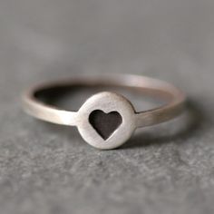 Black Heart Ring in Sterling Silver by MichelleChangJewelry Cute Heart Ring For Gift, Modern Sterling Silver Heart Ring Gift, Modern Sterling Silver Heart Ring For Gift, Handmade Vintage Heart Ring Gift, Modern Heart Ring For Valentine's Day Gift, Simple Ring For Valentine's Day Gift, Black Heart Ring, Ruby Engagement Ring Set, Stackable Diamond Rings