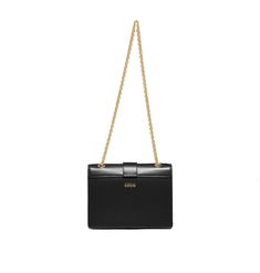 DESCRIPTION EFFORTLESSLY CHIC-THE MARCELLA CHAIN BAG FEATURES A DISTINCTIVE CLOSURE WITH AN EXQUISITE EQUESTRIAN FEELING. MADE WITH THE MOST SUPPLE ITALIAN CALF LEATHER BY THE BEST ARTISANS IN ITALY. THE DOUBLE GOLD CHAIN ALLOWS YOU TO CARRY IT ALSO ACROSS THE BODY. SMALL BUT YET BIG ENOUGH TO CARRY ALL YOUR NECESSARY ITEMS. DETAILS ITALIAN SMOOTH CALF LEATHER COLOR: BLACK OR TAN DOUBLE: GOLD BRASS CHAIN GOLD BRASS HARDWARE LINING: BLACK NAPPA LEATHER 2 GUSSETS AND A BACK SLIDE POCKET MEASUREMEN Classic Black Bag With Gold Chain, Luxury Black Shoulder Bag With Gold Chain, Formal Black Shoulder Bag With Gold Chain, Classic Black Shoulder Bag With Chain, Elegant Shoulder Bag With Gold Chain For Travel, Elegant Travel Shoulder Bag With Gold Chain, Black Flap Bag With Chain Strap For Evening, Black Formal Shoulder Bag With Chain Strap, Formal Black Shoulder Bag With Chain Strap