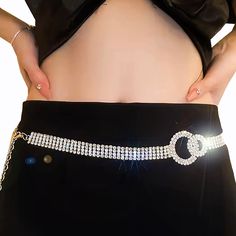 Elevate your style with the B013 Rhinestone Bely. Adorned with sparkling rhinestones and a delicate circle decoration Rhinestone Belt, Elevate Your Style, Your Style, Sparkle, Silver