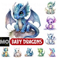 Introducing 20 adorable and enchanting baby dragon watercolor portraits, available as PNG and JPG files in high resolution of 4096px by 4096px with a beautiful background. These stunning portraits are perfect for adding a touch of magic and fantasy to any creative project.

With a DPI of 300, these portraits are incredibly detailed and showcase the intricate details of each baby dragon's scales, wings, and expressions.Each dragon is unique in its appearance Celtic Watercolor, Baby Dragon Tattoo, Baby Dragon Tattoos, Cartoon Dragons, Dragon Watercolor, Baby Dragon Art, Baby Dragons, Mythical Dragons