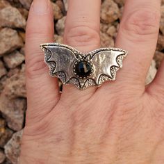 Brand New Handmade Black Onyx Silver Bat Ring. Size 9 925 Stamped New To Poshmark? Use Referral Code Kimberlyn222 To Receive $10. Cool Rings Silver, Black Metal Rings For Halloween, Unique Black Rings For Halloween, Unique Black Halloween Rings, Silver Jewelry With Oxidized Finish For Halloween, Black Oxidized Finish Rings Gift, Gift Black Ring With Oxidized Finish, Handmade Black Metal Rings, Black Sterling Silver Jewelry With Oxidized Finish